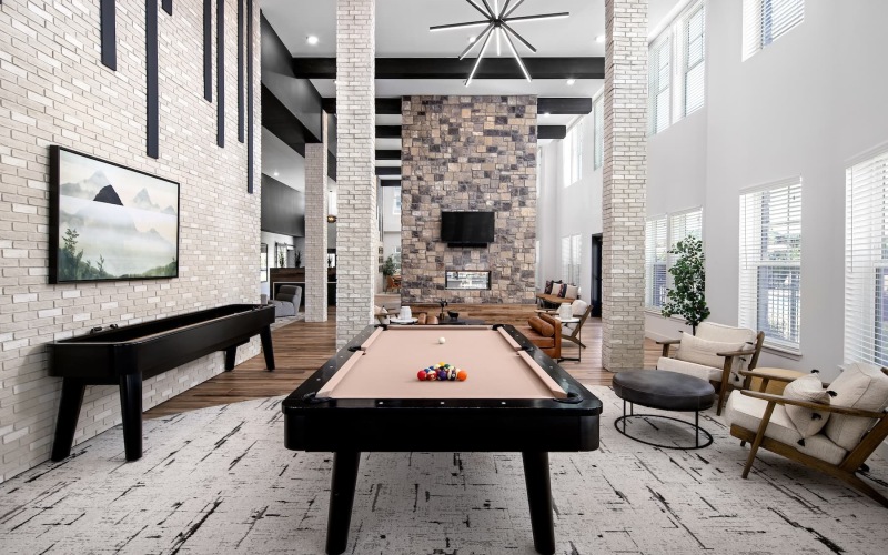 game room with billiards and modern decor